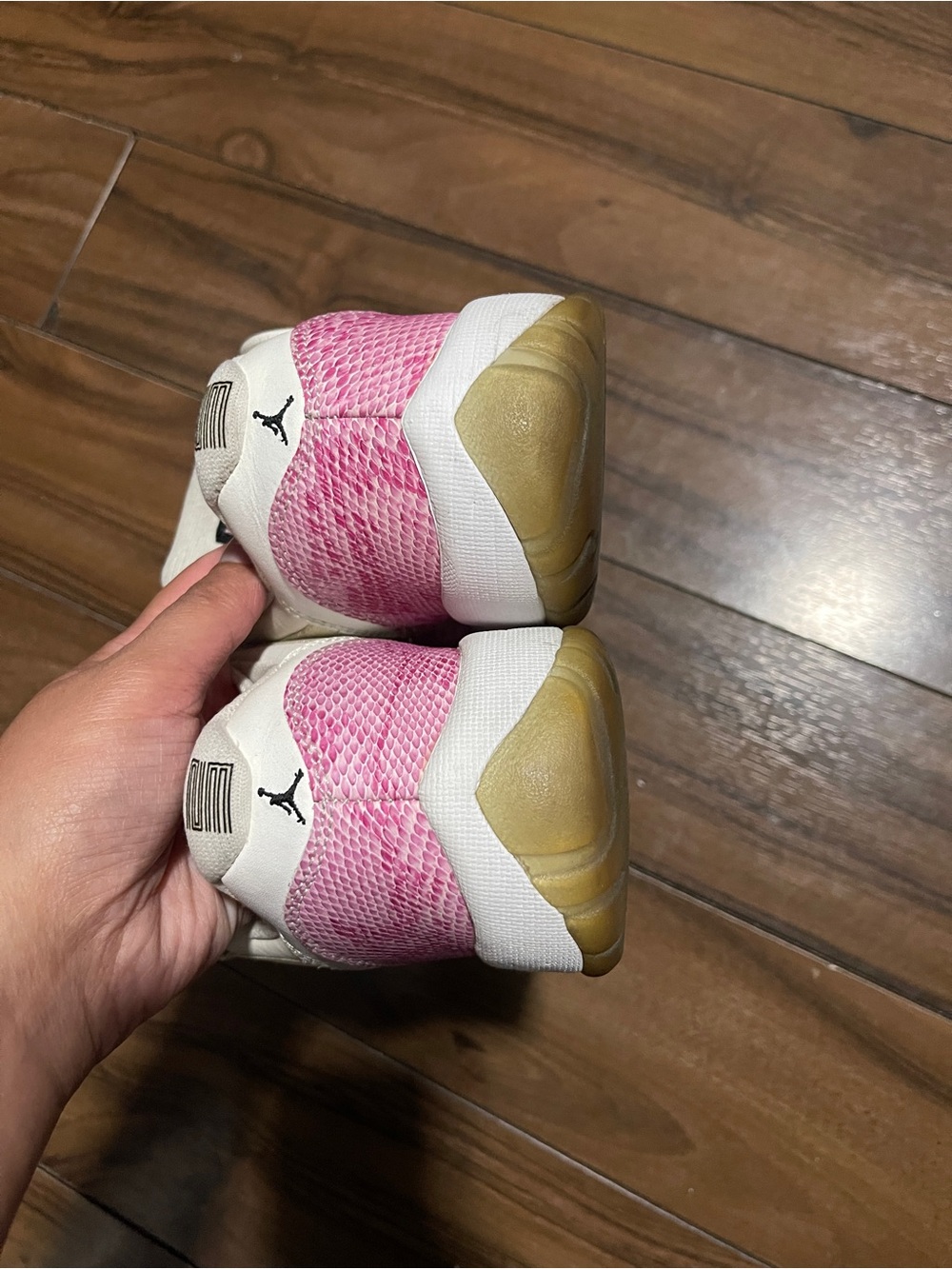 Pink and White Grade School Snakeskin 11s - Picture 5 of 8